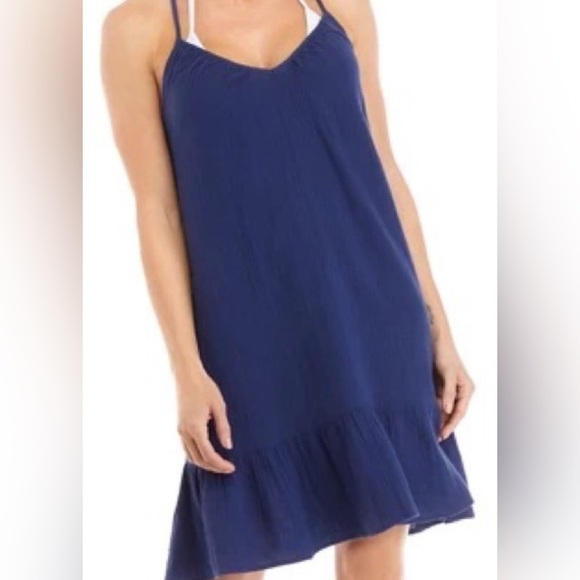 Vineyard Vines Strappy Cross Back Coverup Dress Blue - Picture 1 of 8